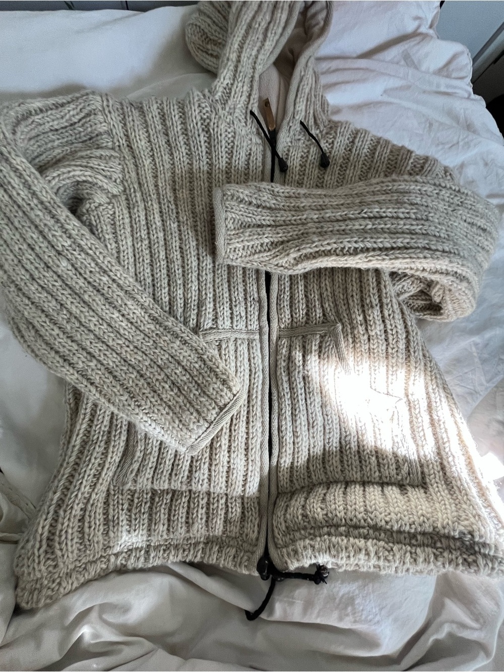 Ark Imports New Zealand Wool, Fleece Lined Chunky Hooded Jacket [M]